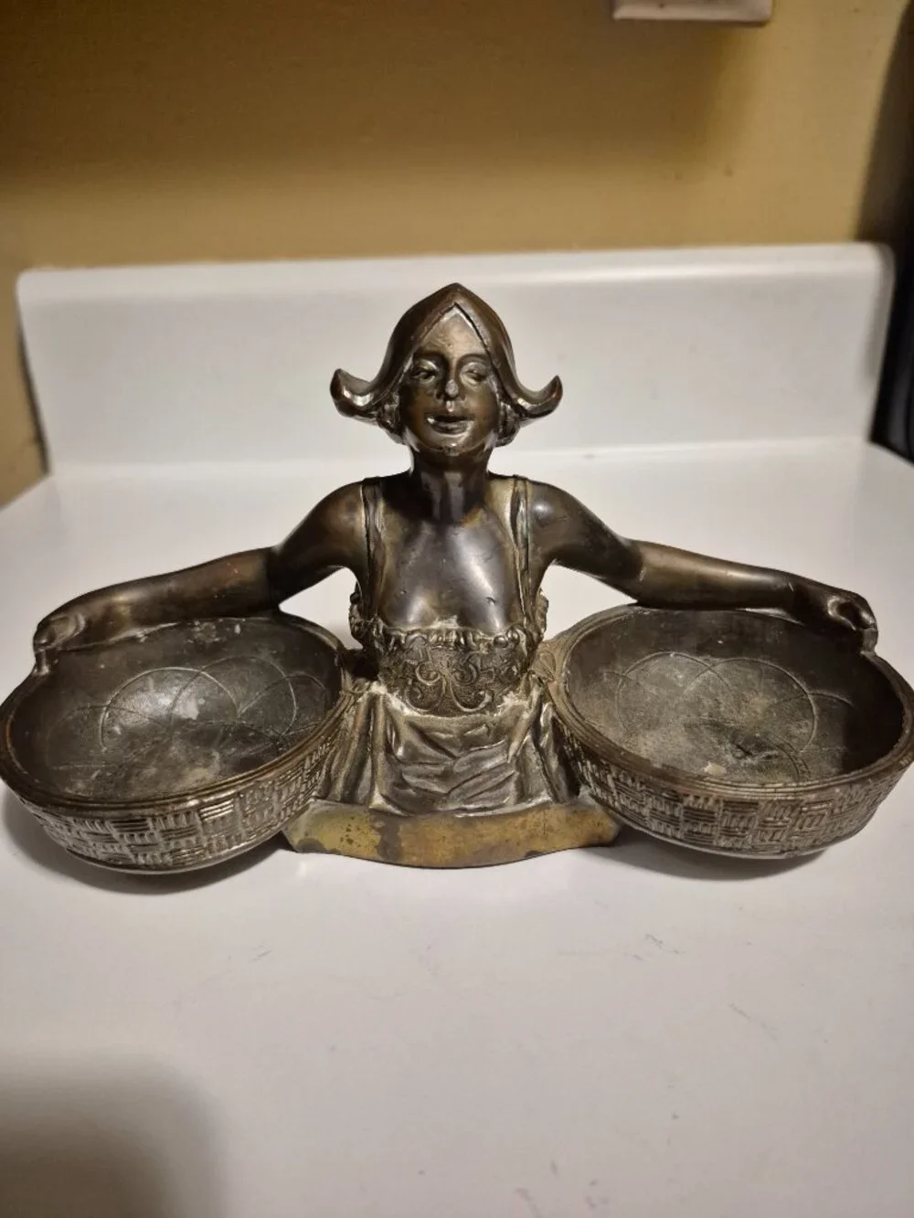 AUTHENTIC ANTIQUE ART NOUVEAU-STYLE DOUBLE DISH